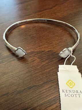 Kendra Scott Silver Open Cuff with Lt Gray Stone Ends